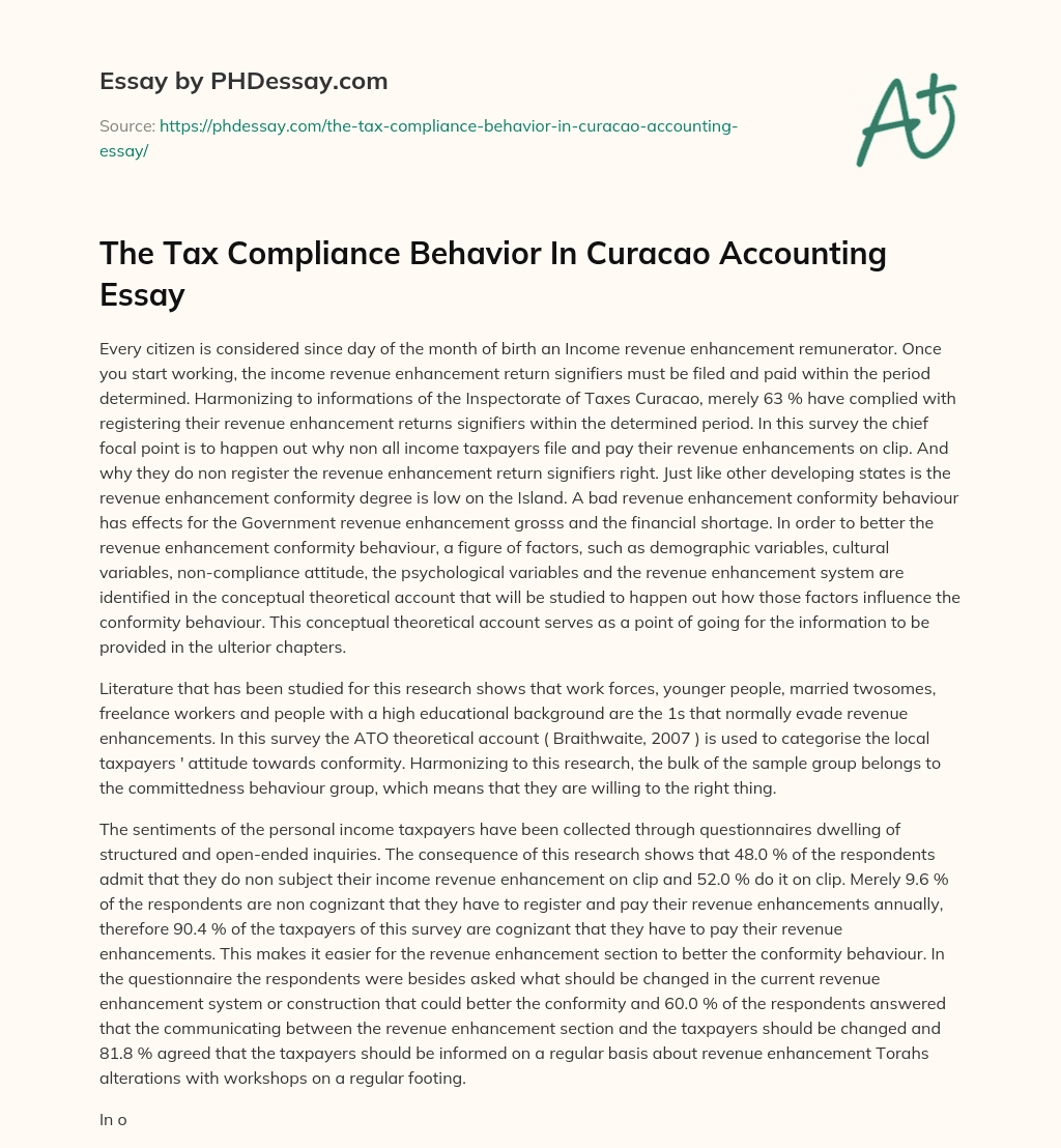 The Tax Compliance Behavior In Curacao Accounting Essay essay