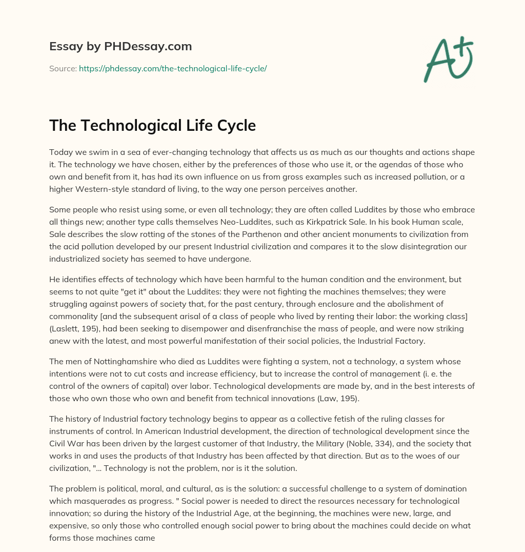 The Technological Life Cycle essay