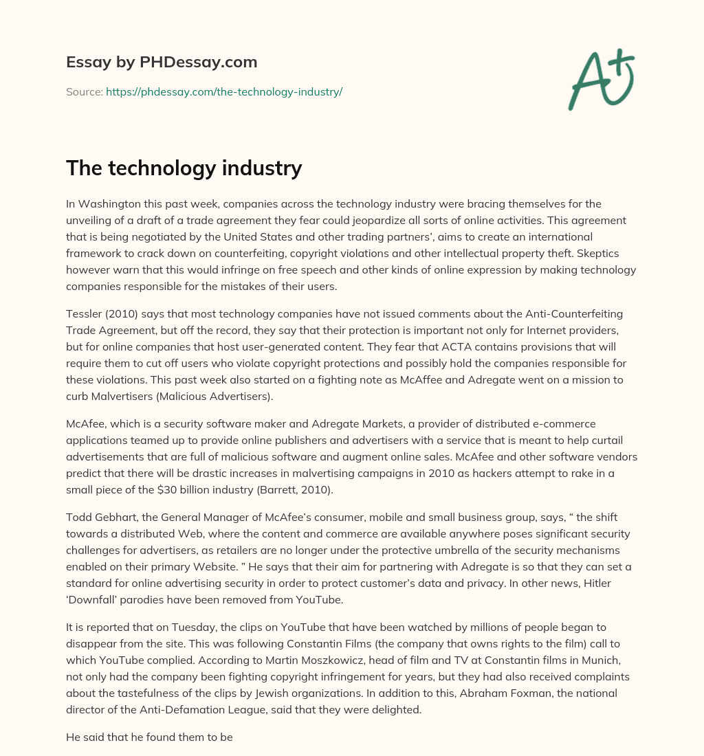 The technology industry essay