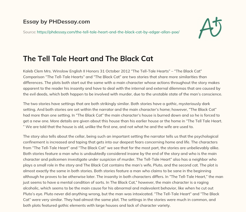The Tell Tale Heart and The Black Cat essay