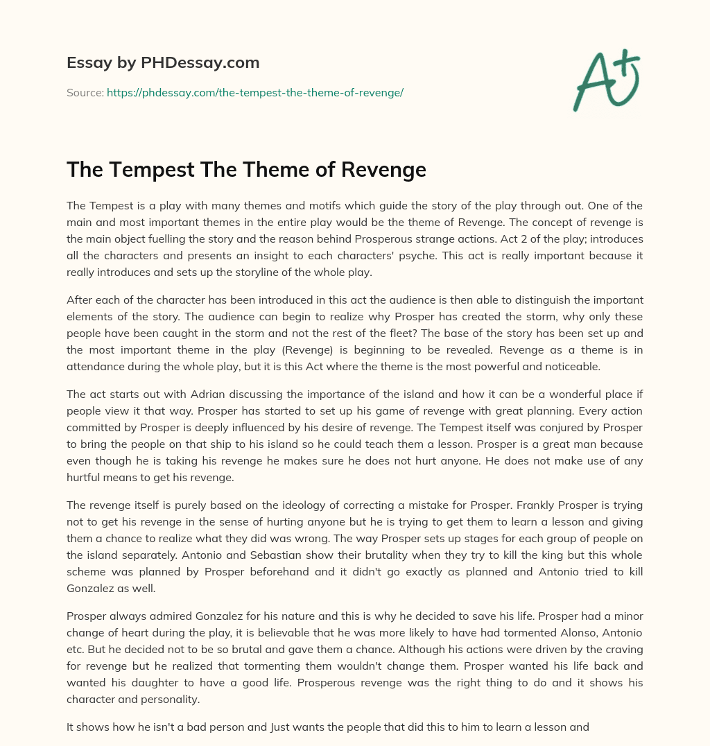 The Tempest The Theme of Revenge essay