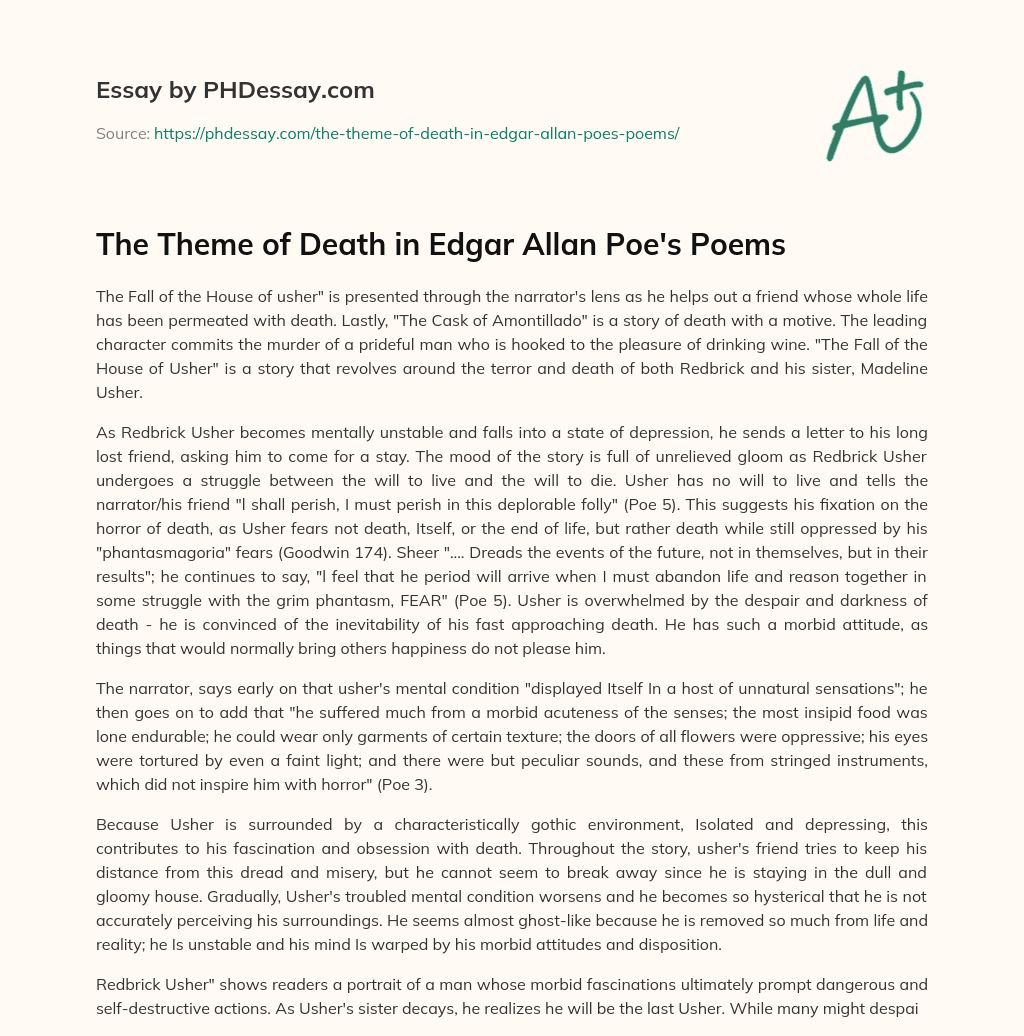 edgar allan poe death theory essay