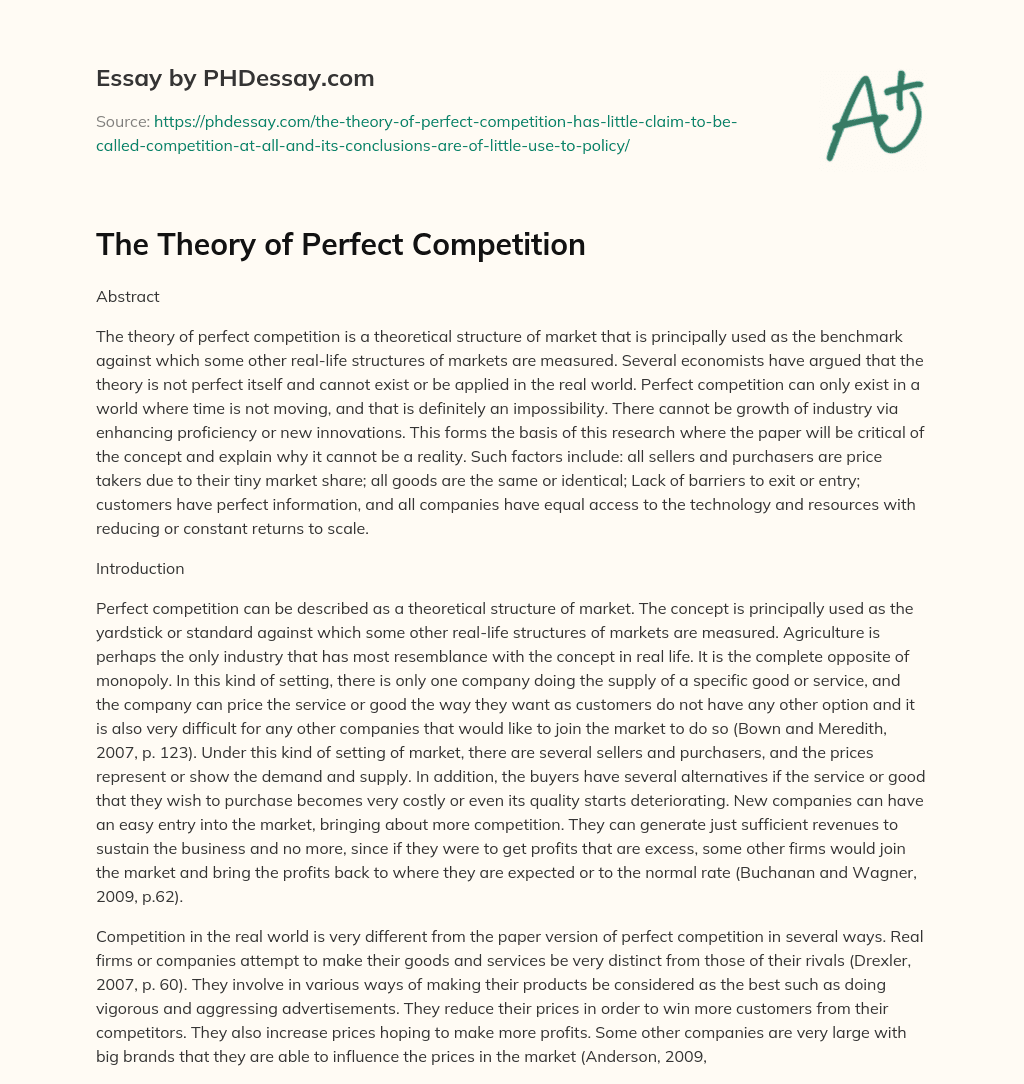 perfect competition essay