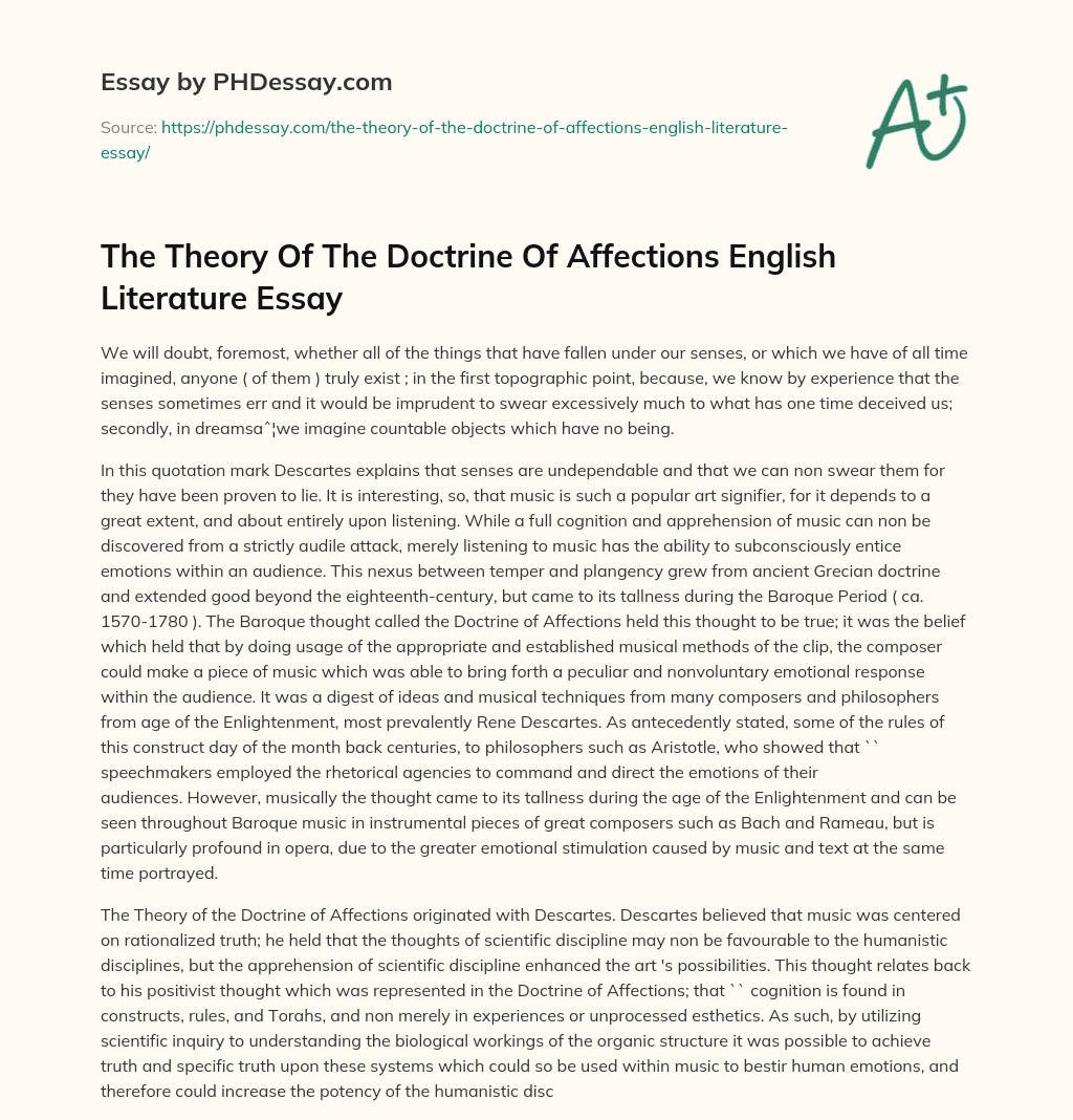 The Theory Of The Doctrine Of Affections English Literature Essay essay