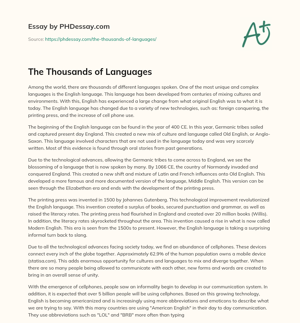 The Thousands of Languages essay