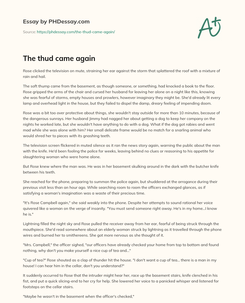 The thud came again essay