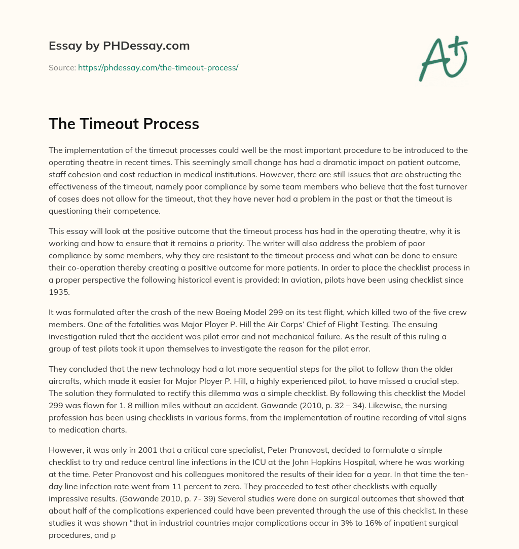 The Timeout Process essay