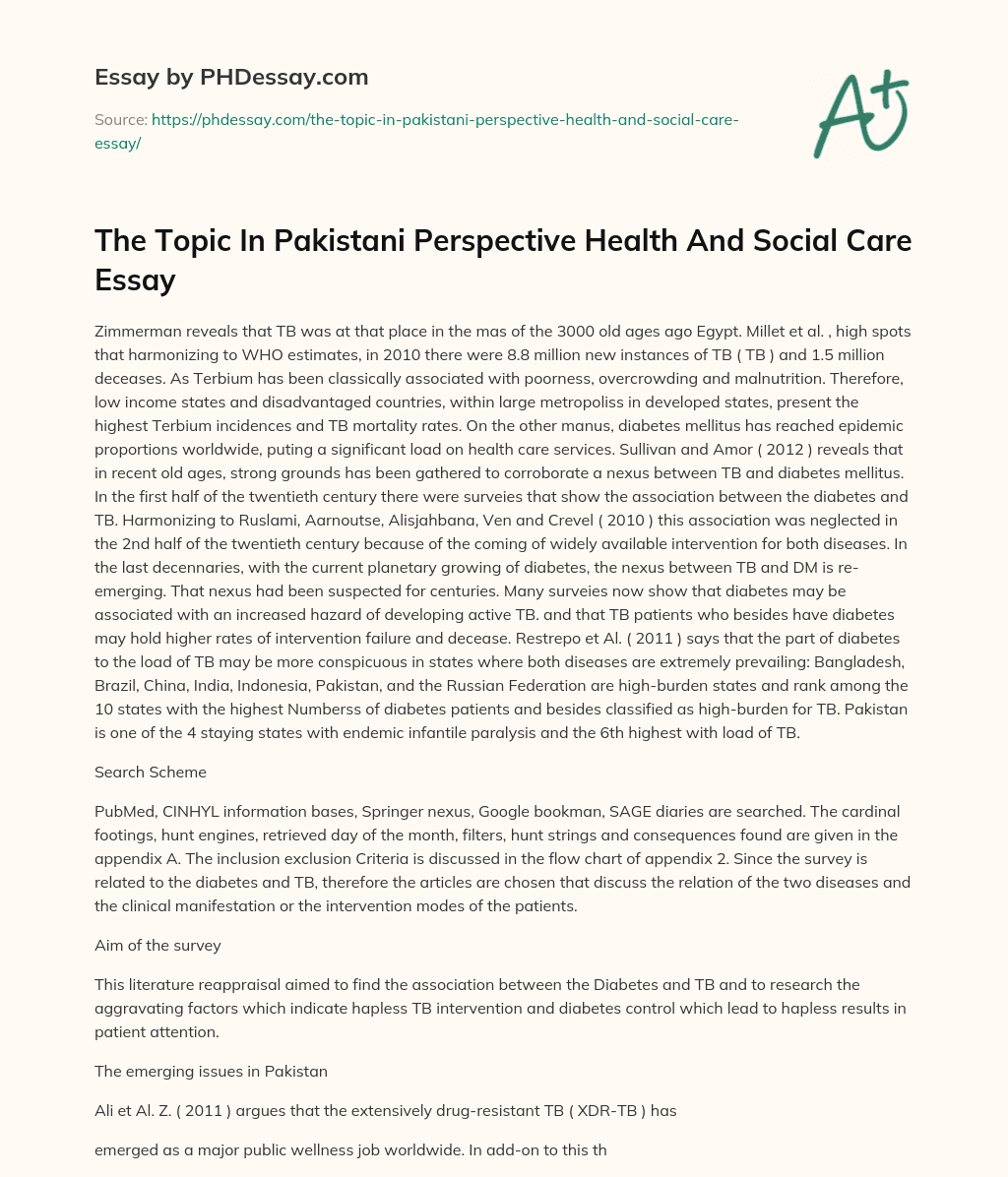 The Topic In Pakistani Perspective Health And Social Care Essay essay