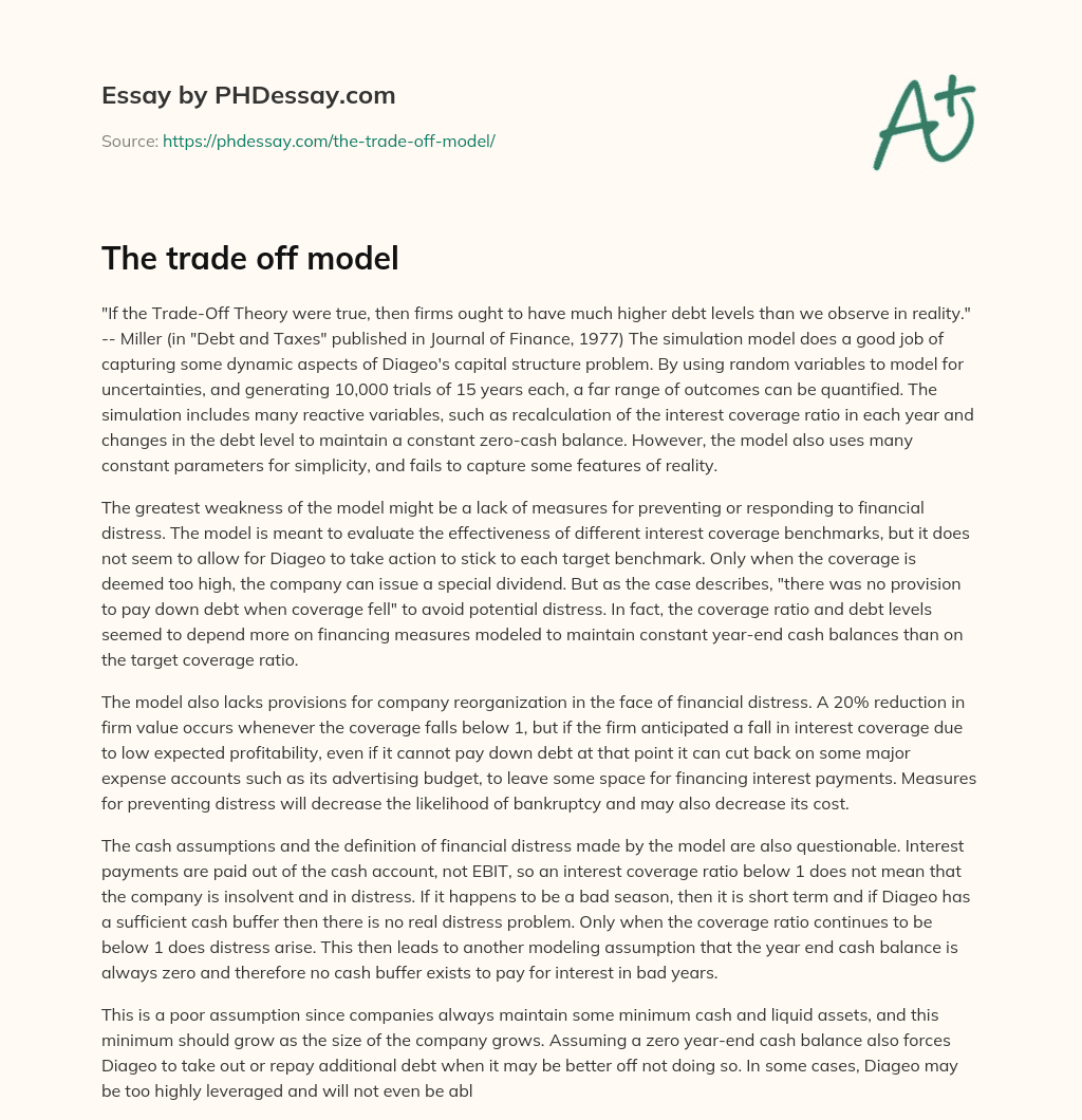 The trade off model essay