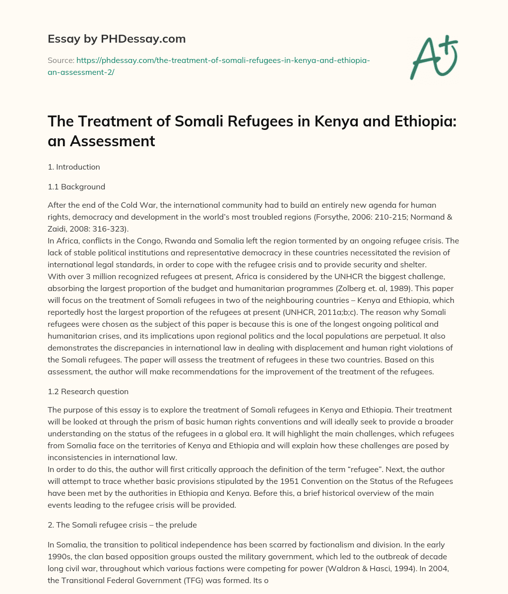 The Treatment of Somali Refugees in Kenya and Ethiopia: an Assessment essay