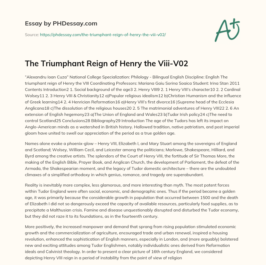 The Triumphant Reign of Henry the Viii-V02 essay