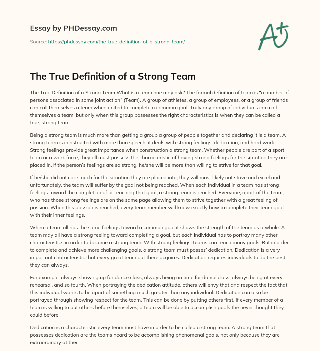 The True Definition of a Strong Team essay