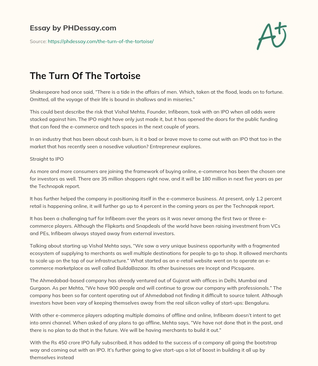 The Turn Of The Tortoise essay