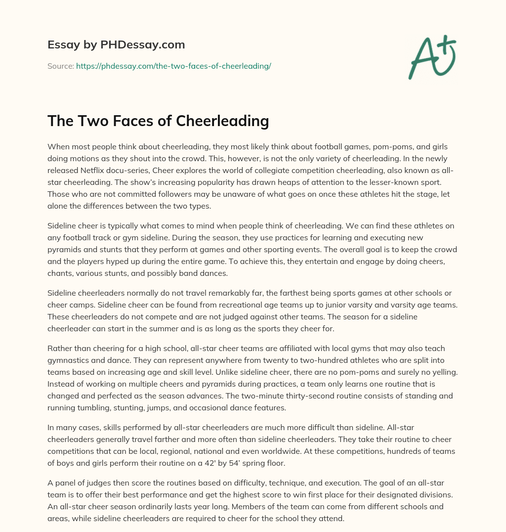 The Two Faces of Cheerleading essay