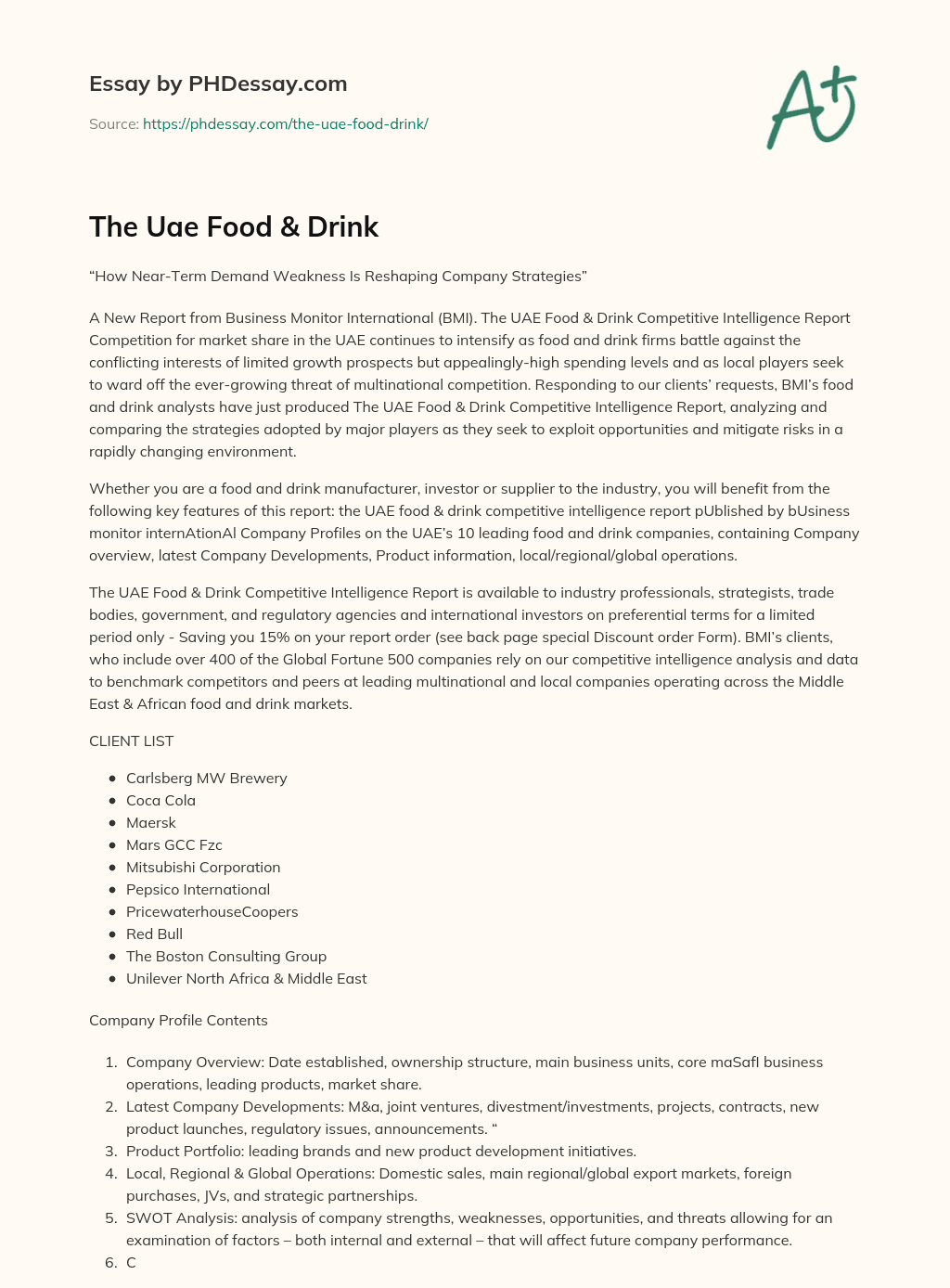 The Uae Food & Drink essay