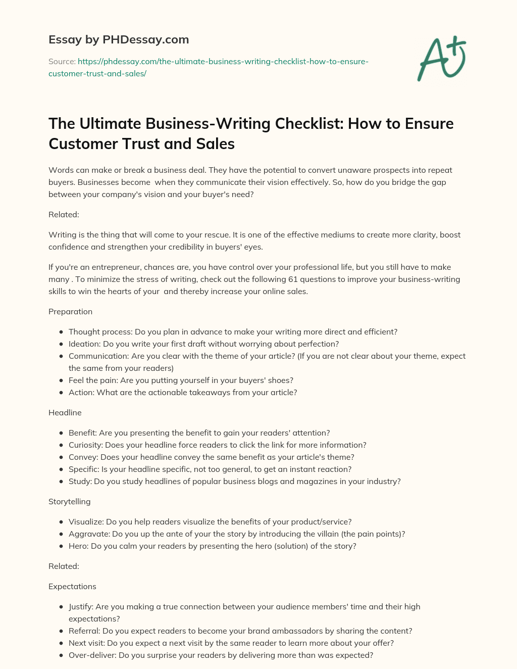 The Ultimate BusinessWriting Checklist How to Ensure Customer Trust