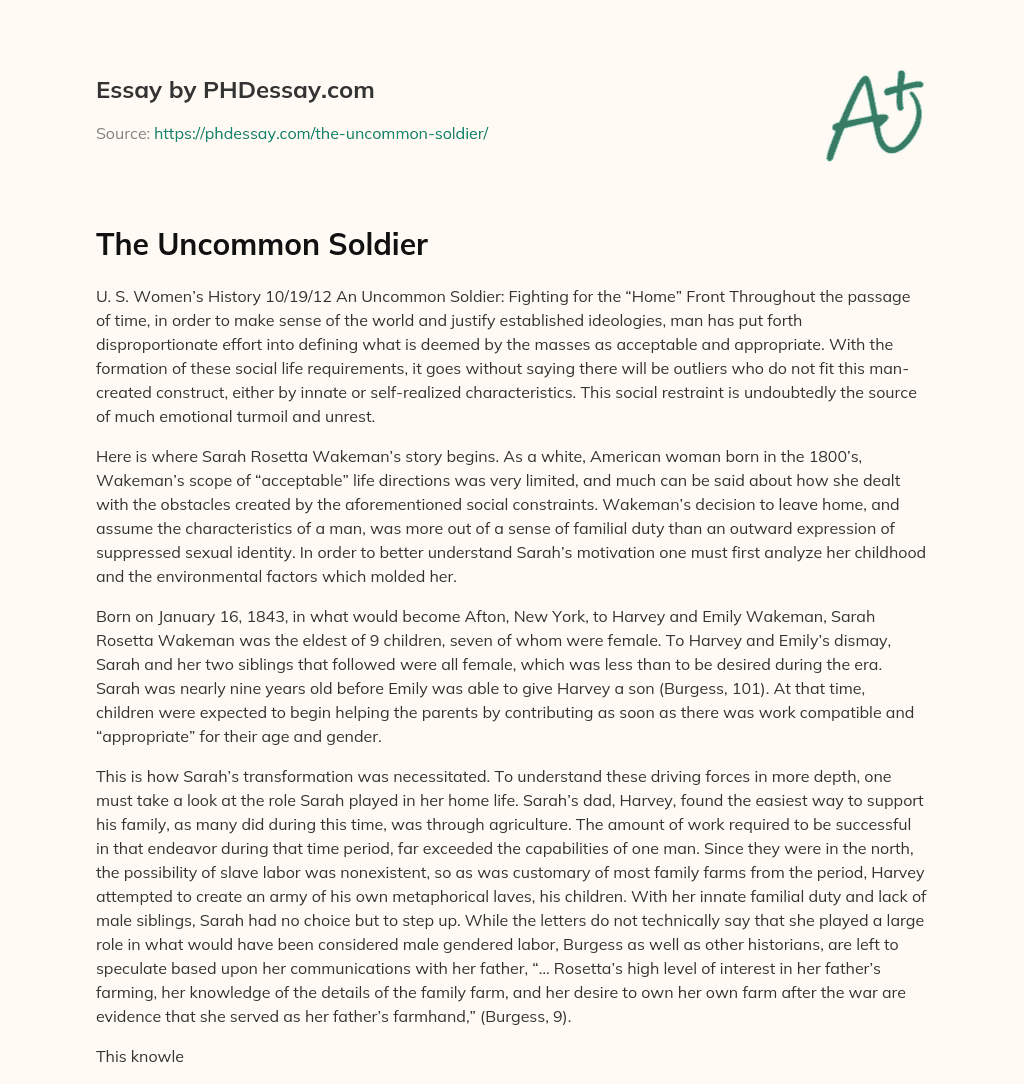 The Uncommon Soldier essay