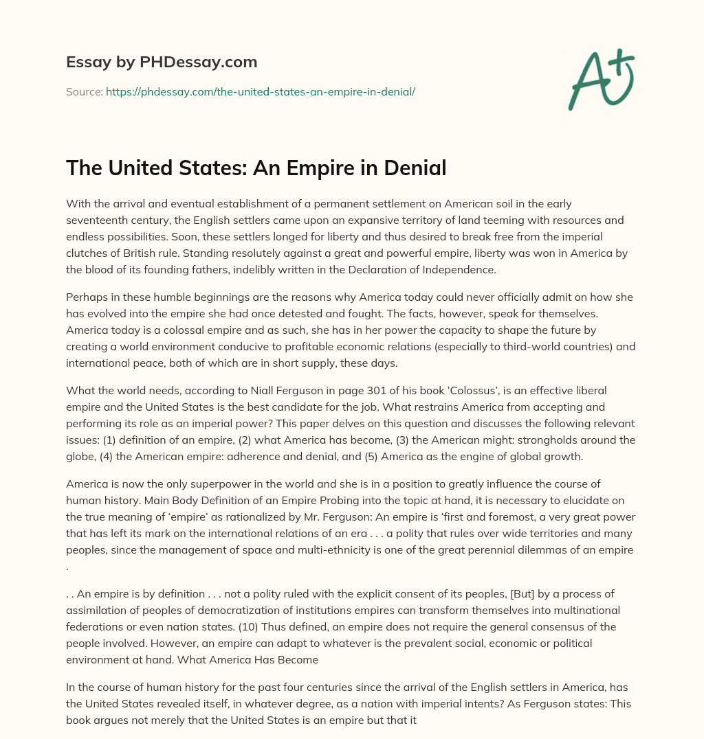 The United States: An Empire in Denial essay