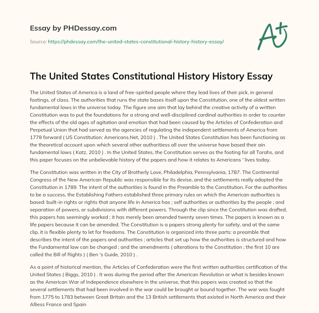 The United States Constitutional History History Essay essay