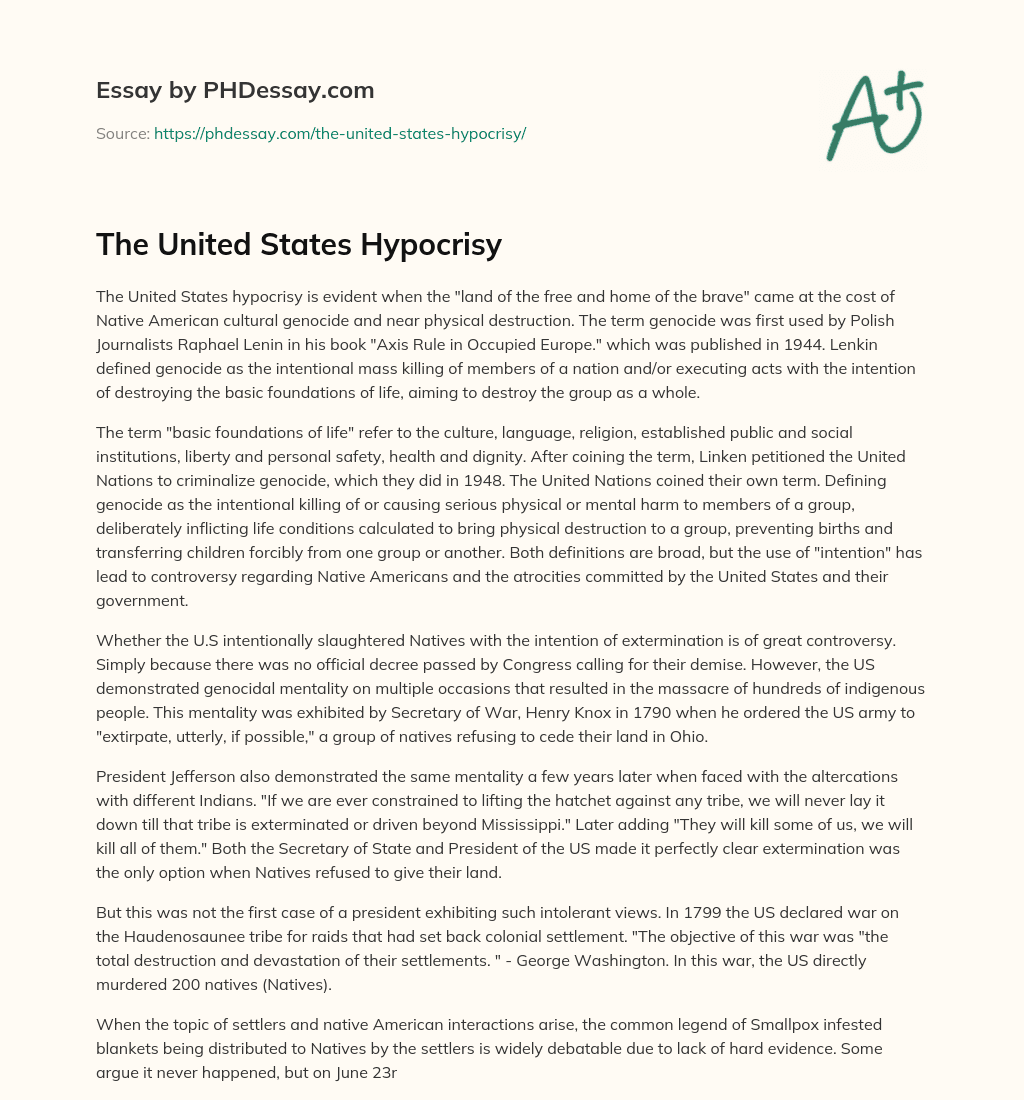 The United States Hypocrisy essay