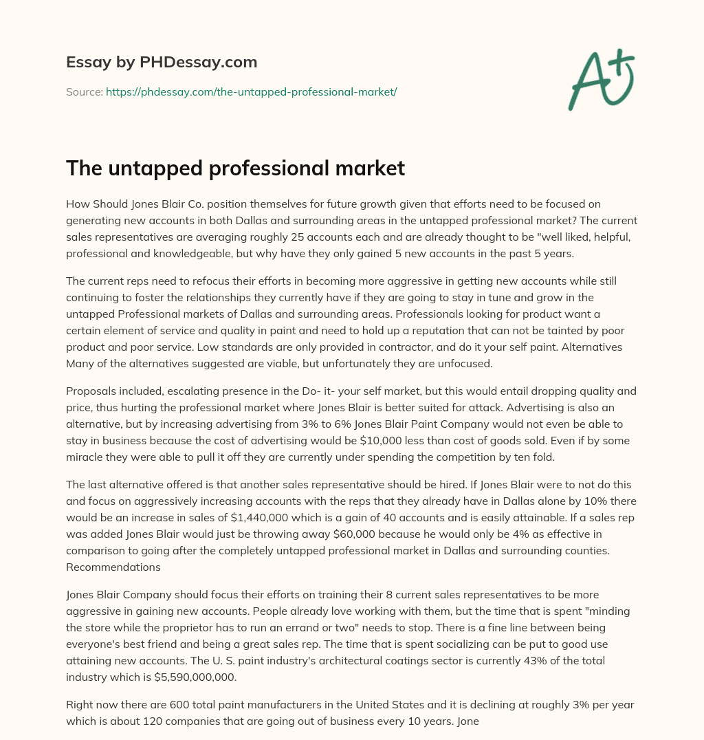 The untapped professional market essay