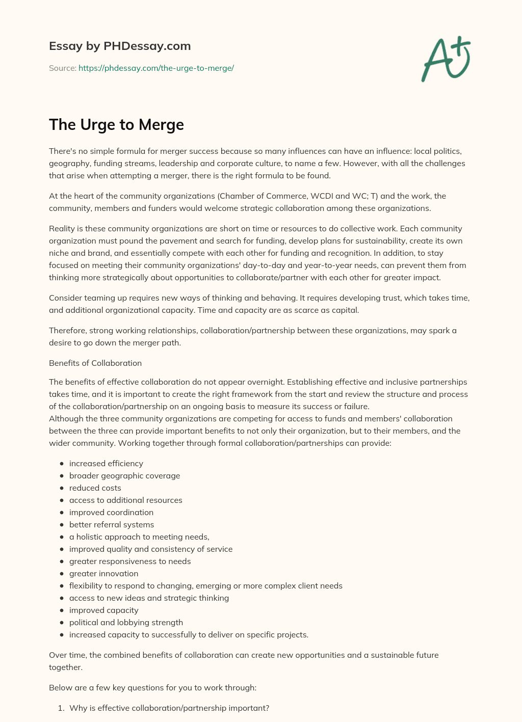 The Urge to Merge essay