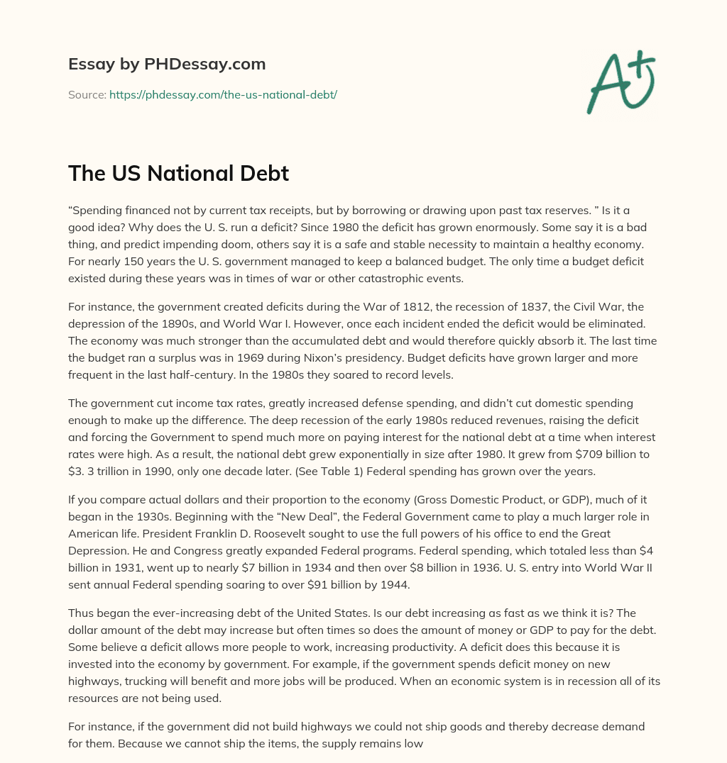 The US National Debt essay