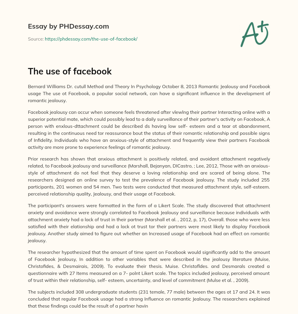 The use of facebook essay