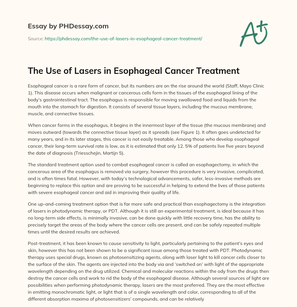 The Use of Lasers in Esophageal Cancer Treatment essay