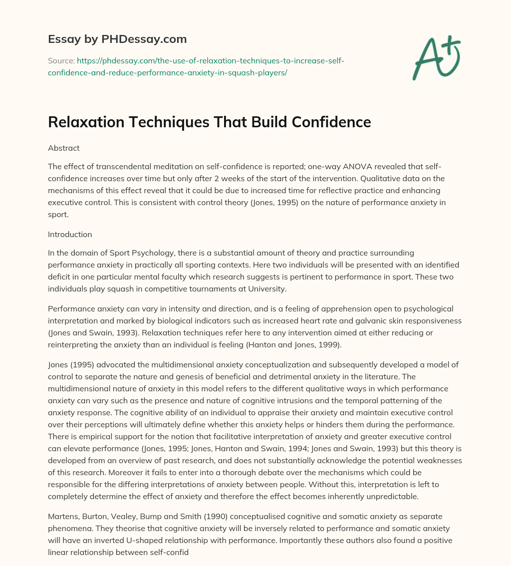 Relaxation Techniques That Build Confidence essay