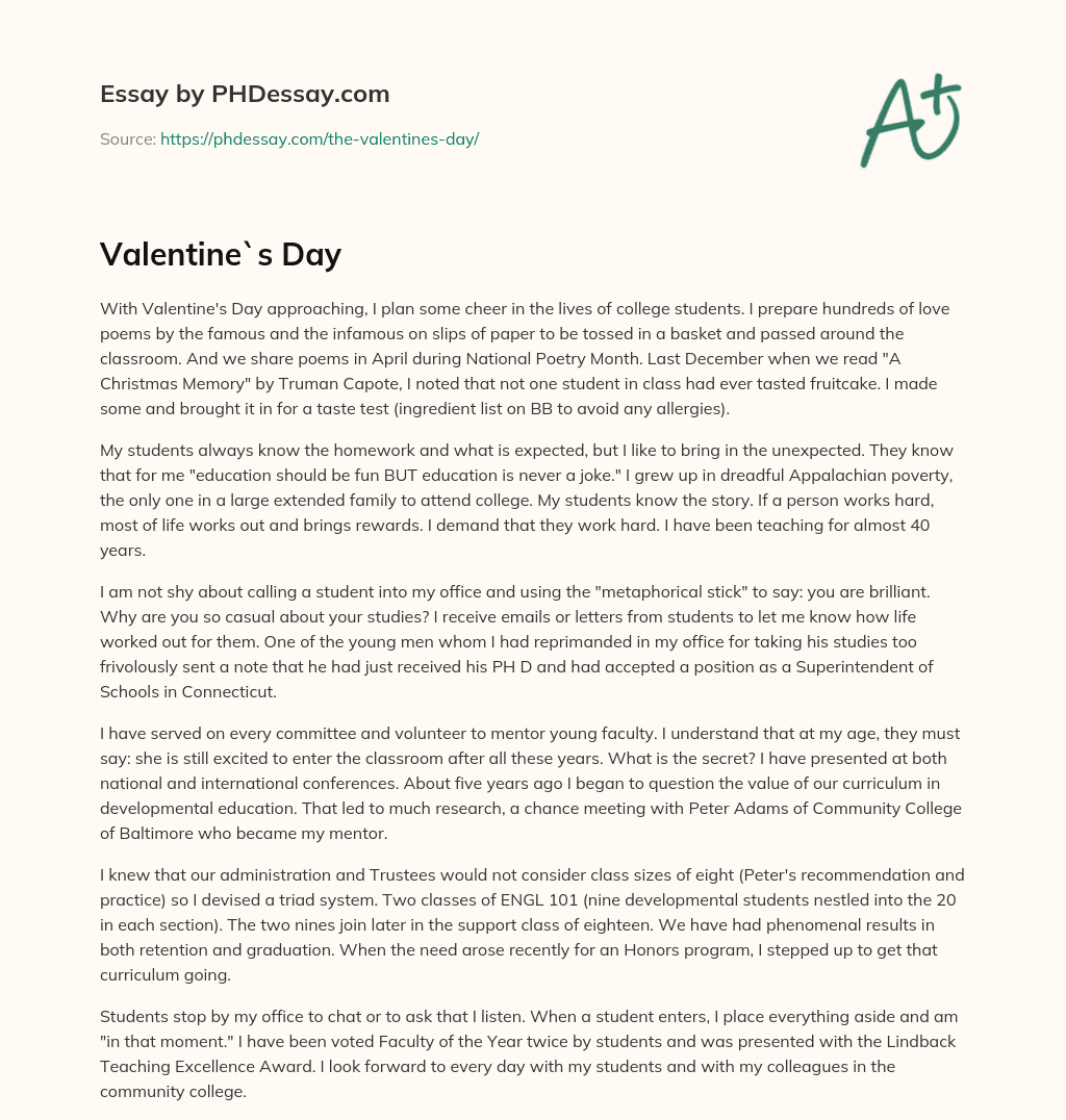 my valentine's day essay 200 words