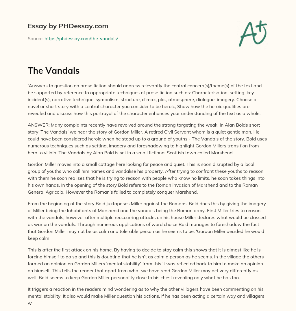 Analyzing the portrayal of heroism in Alan Bold’s ‘The Vandals’ essay