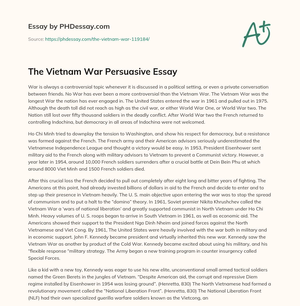 an essay about the vietnam war