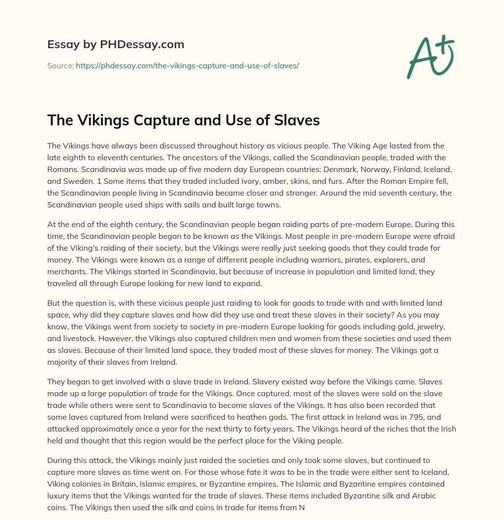 The Vikings Capture and Use of Slaves essay