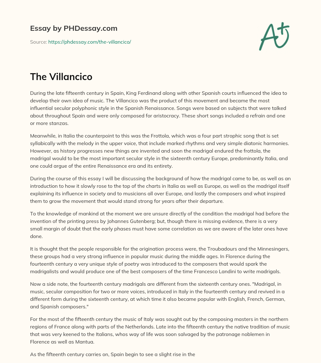 The Villancico essay