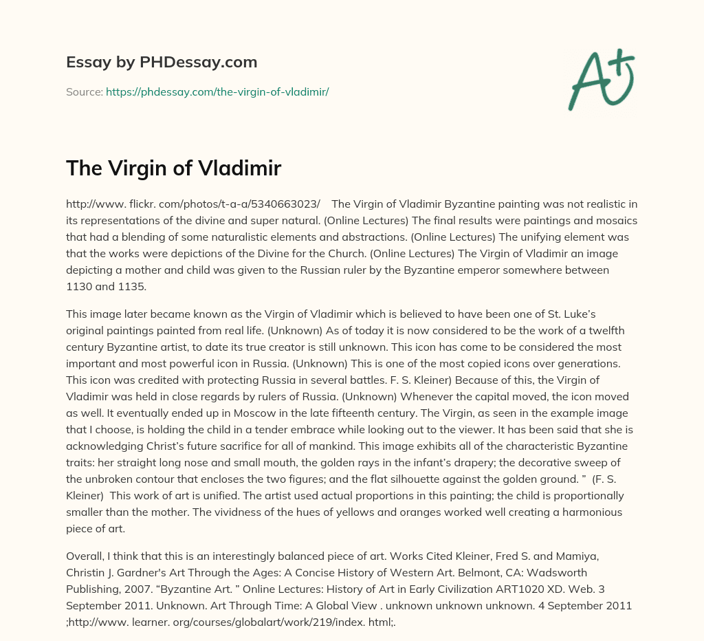 The Virgin of Vladimir essay