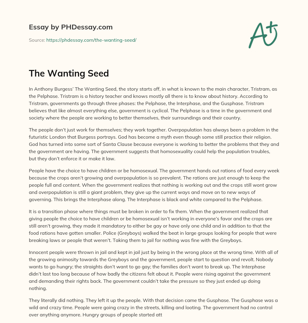 The Wanting Seed essay
