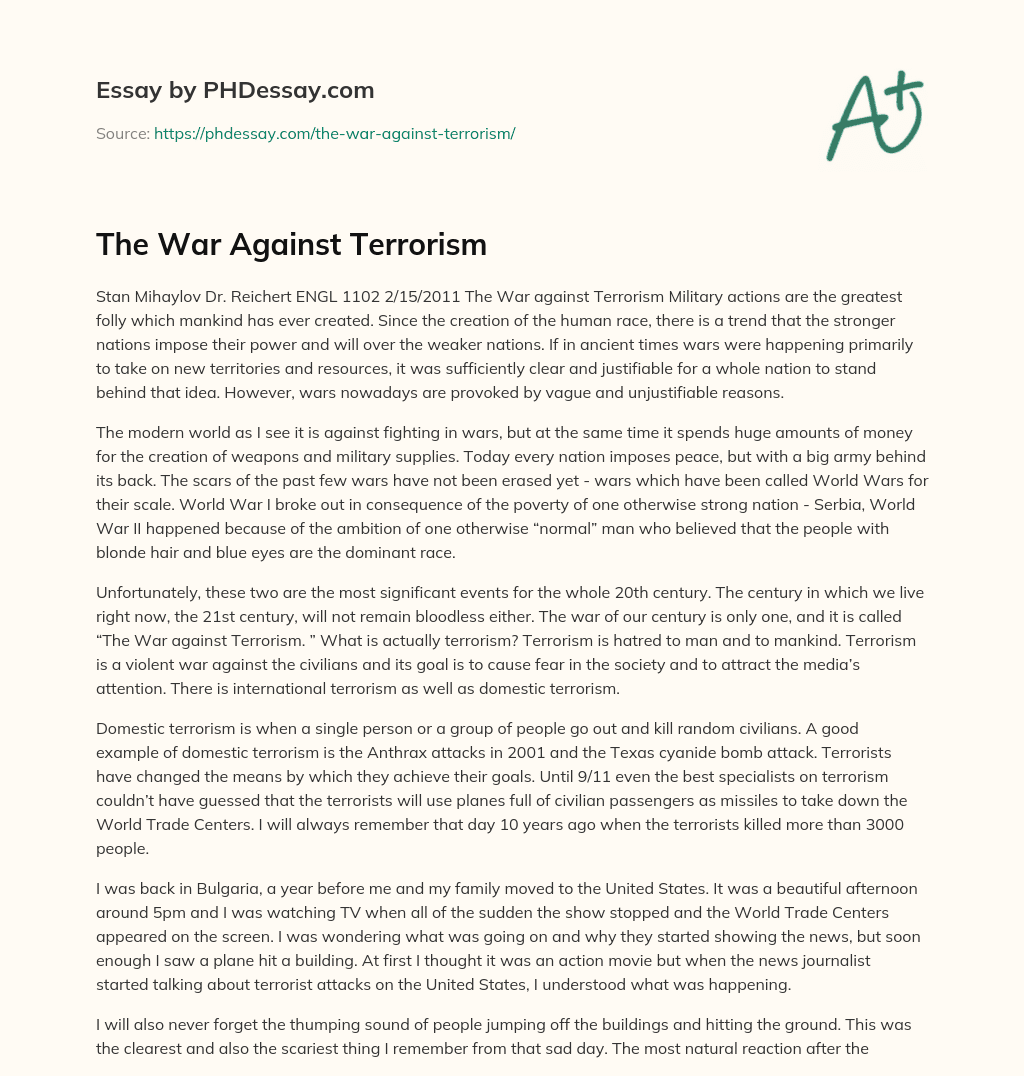 The War Against Terrorism essay