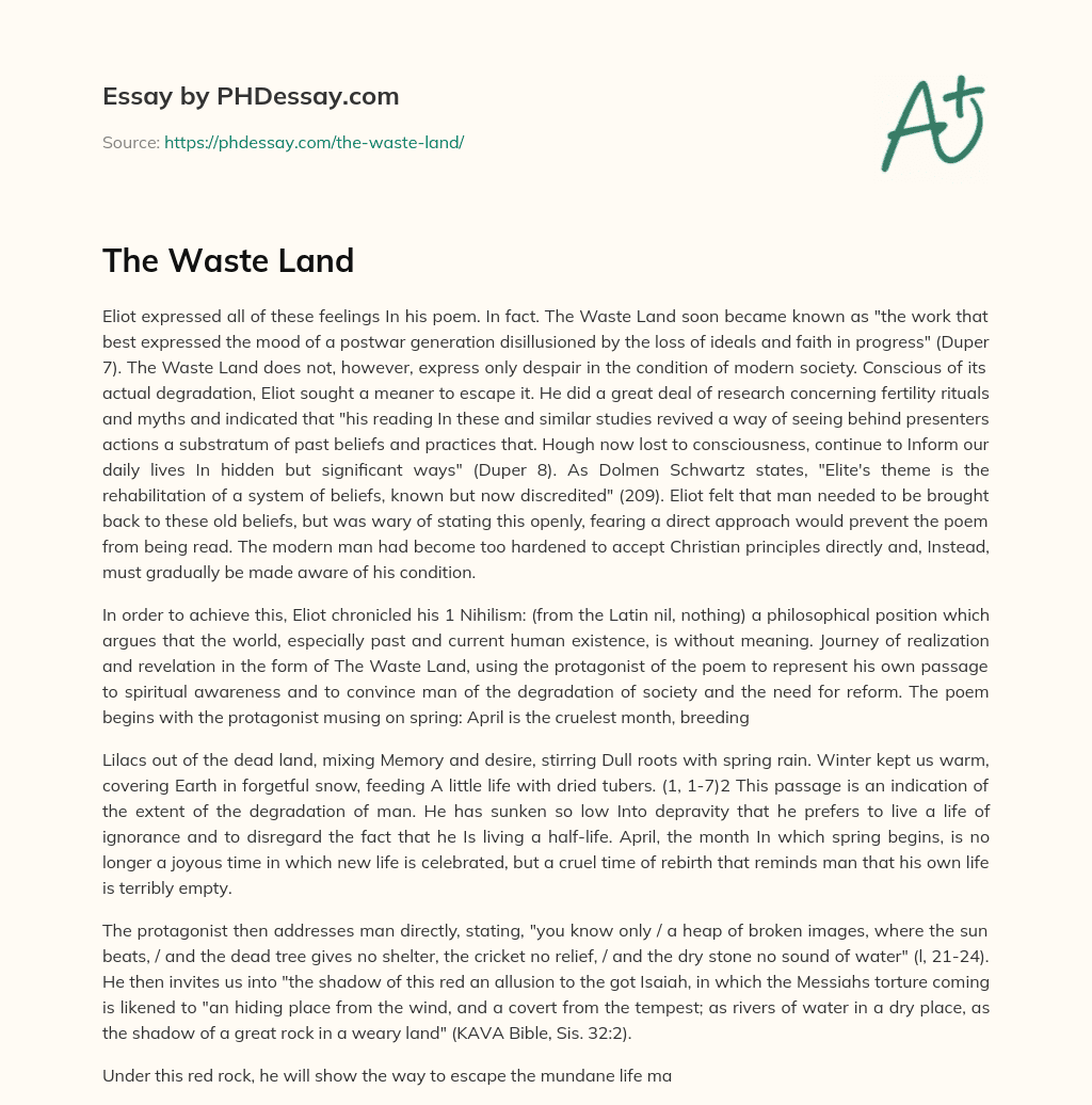 The Waste Land essay