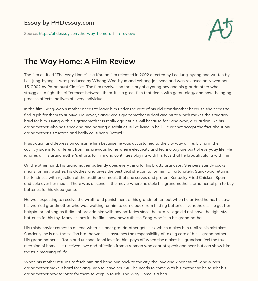 The Way Home: A Film Review essay