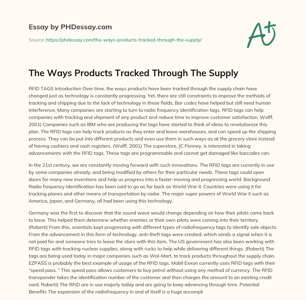 The Ways Products Tracked Through The Supply essay