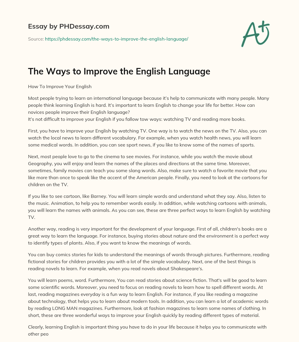 The Ways to Improve the English Language essay
