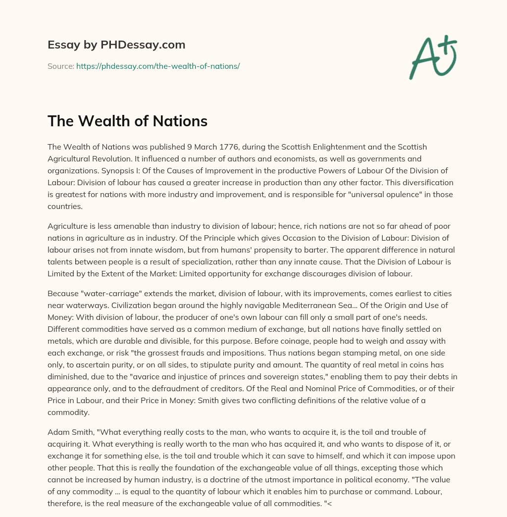 The Wealth of Nations essay