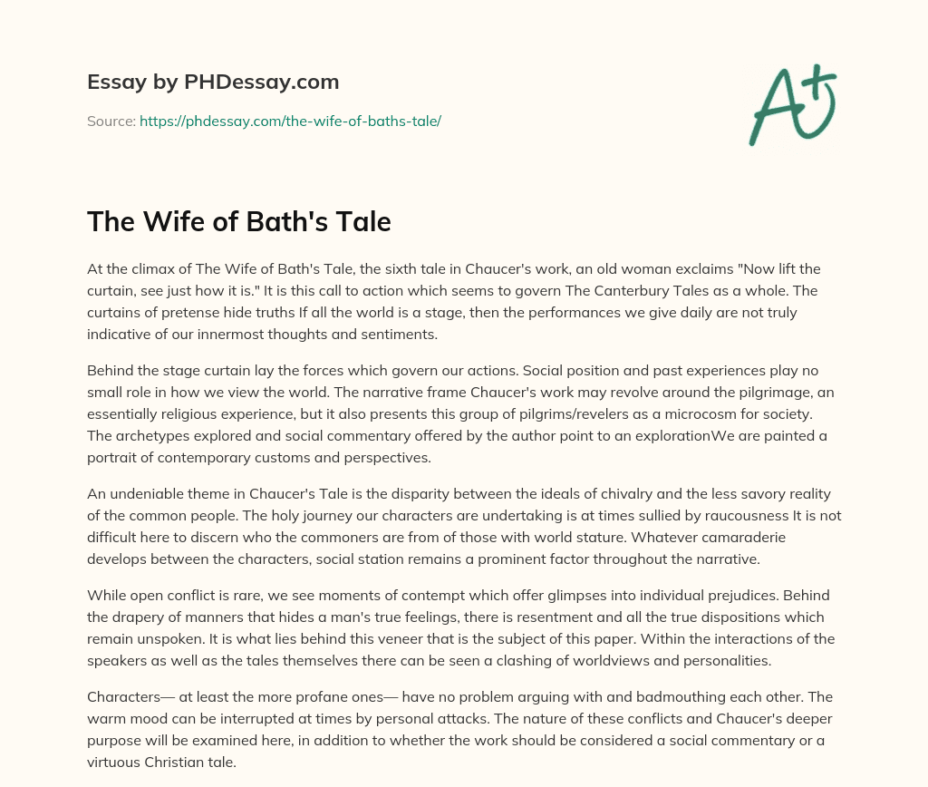 The Wife of Bath’s Tale essay