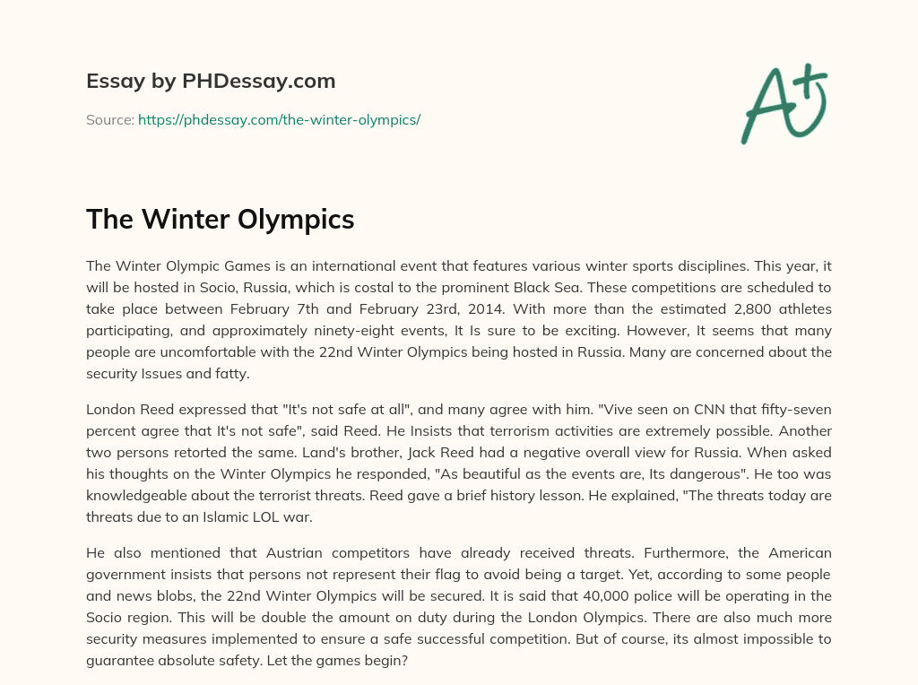 The Winter Olympics essay