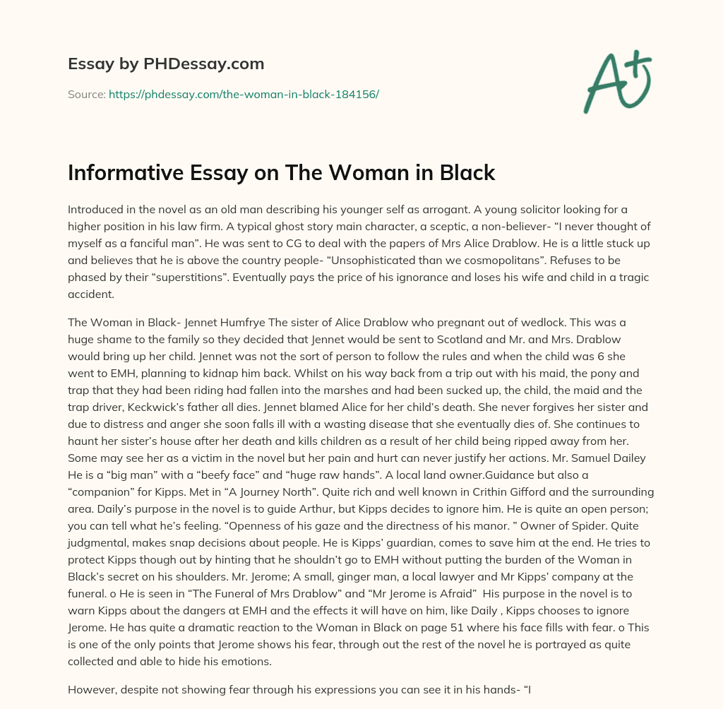 Informative Essay on The Woman in Black essay