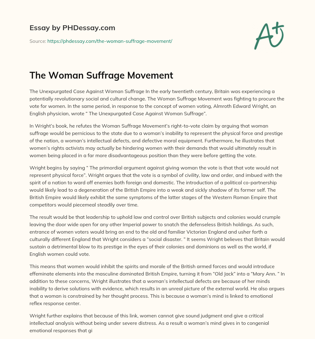 The Woman Suffrage Movement essay