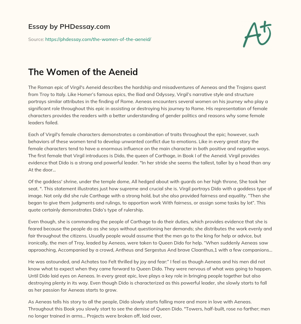 The Women of the Aeneid essay