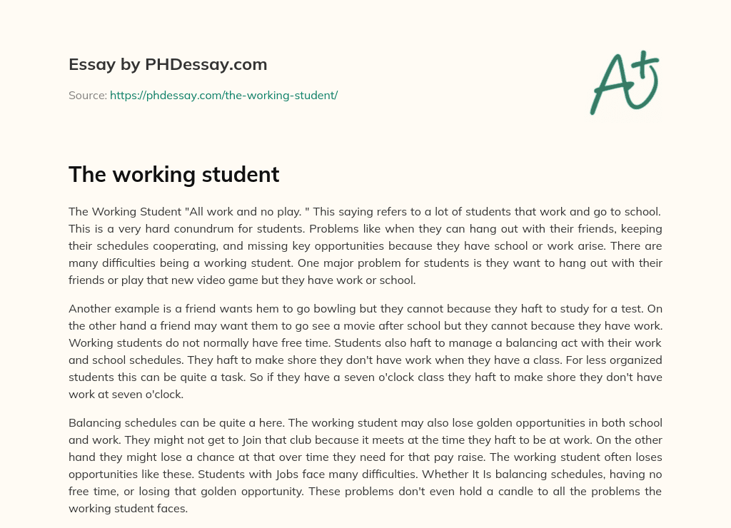 The working student essay
