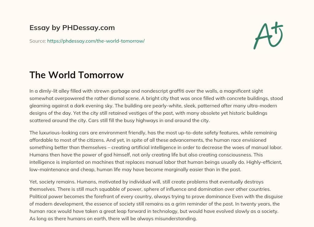 The World Tomorrow essay